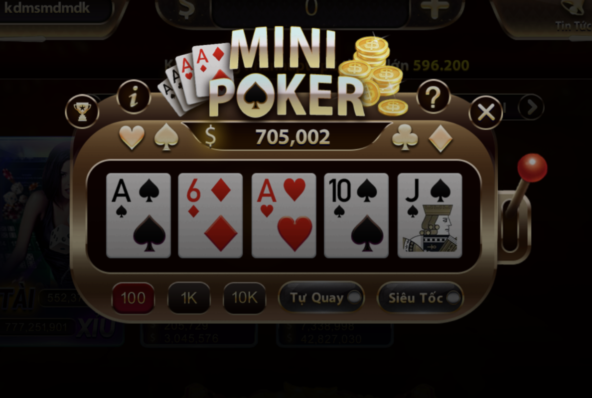 Độ mạnh yếu của tổ hợp trả thưởng Mini Poker Sunwin