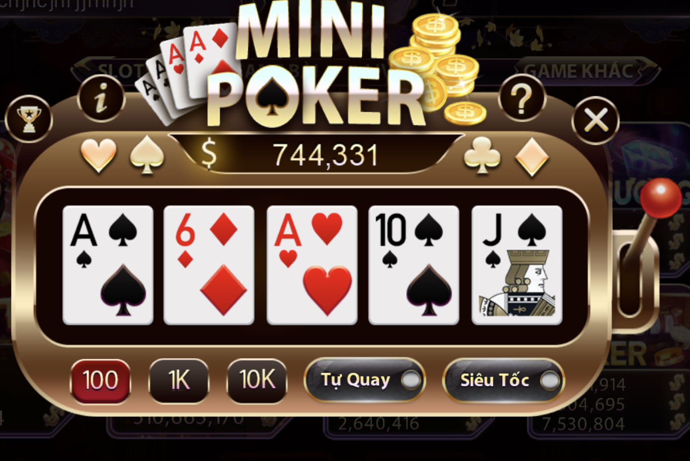 Mini Poker không thể bỏ qua khi tai Sunwin